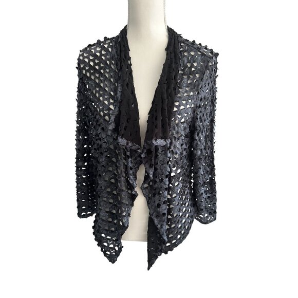 ALBERTO MAKALI Black Cutout Open Front Top Size Large - Picture 3 of 6